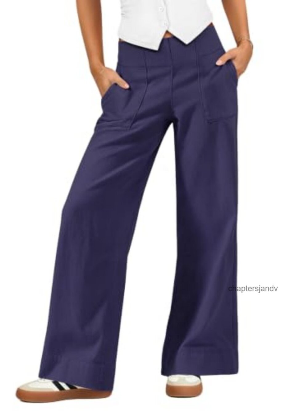 Wide Leg Cargo Trousers Low Rise Stretchy Chino Pull On Pants